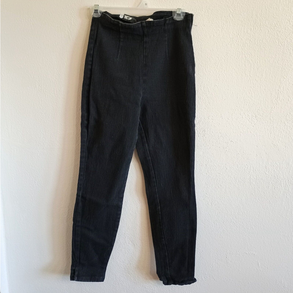 Vintage 90s Rated R Blue Zone Denim Black Jeans Side Zip Skinny High Rise Sz 11